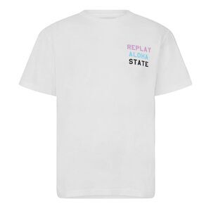 Replay Mens Aloha State Graphic Print Regular T-Shirt / White